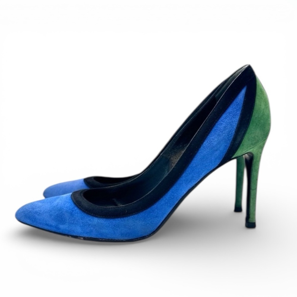 Gucci Tricolor Suede Pointed Toe Pumps – Size 36.5